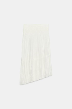 ZARA ЮБКА АСИММЕТРИЧНОГО КРОЯ ИЗ МЯТОЙ ТКАНИ, ЭКРЮ