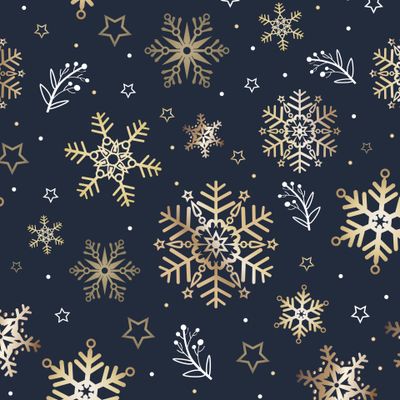 Золотые снежинки на черном. Зимний узор