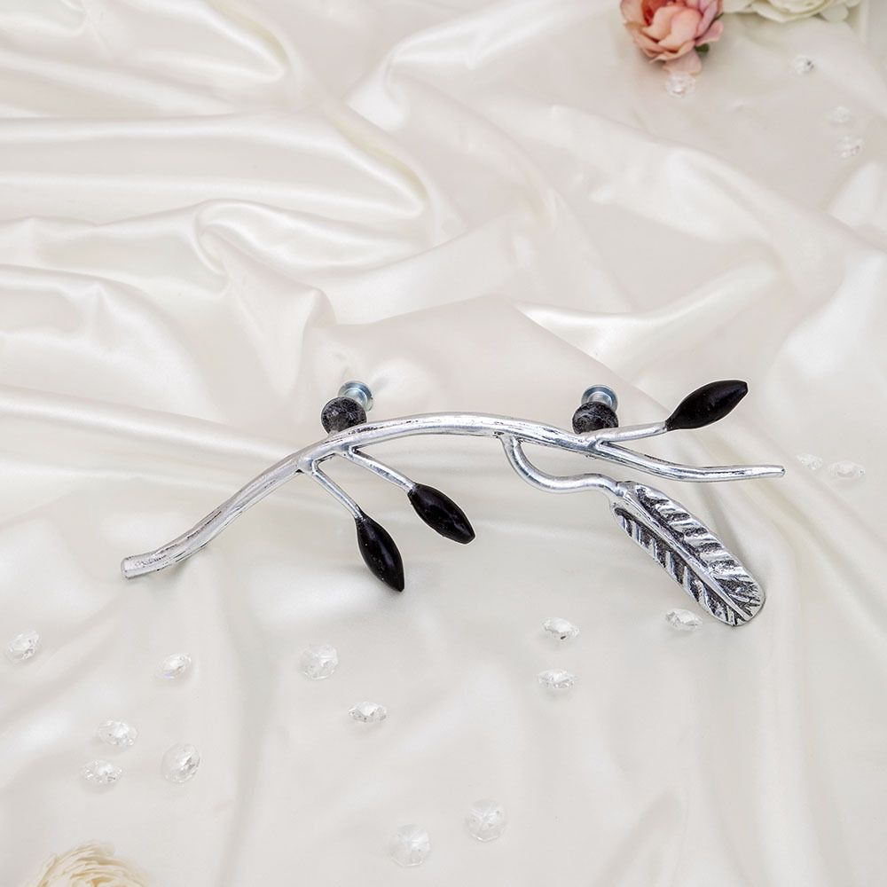 Ручка мебельная скоба Oliva Branch (Олива Бранч) правая Античное серебро