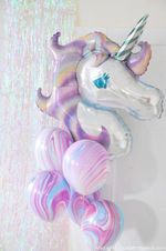 Шар (46"/117 см) Фигура, Голова Единорога, Фиолетовый