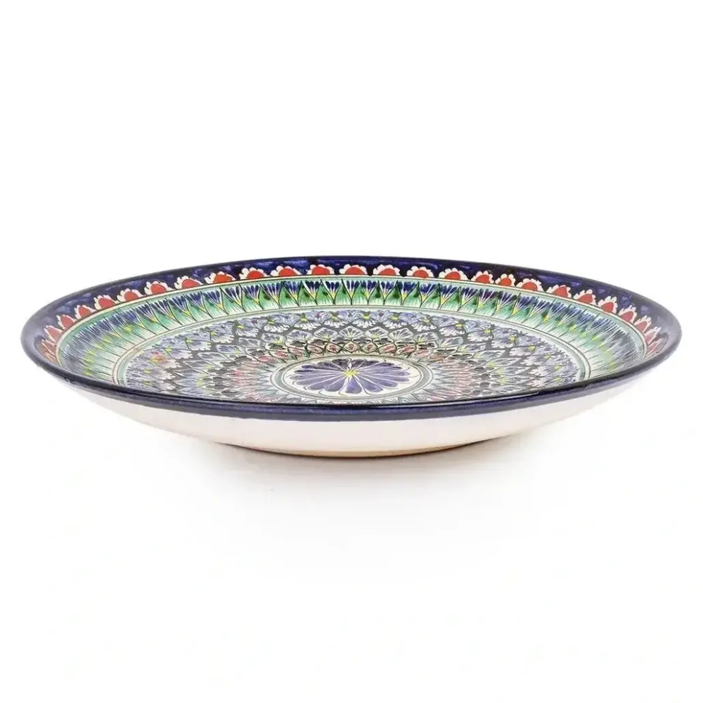 Ляган Риштанская Керамика 42 см. плоский, цвет синий