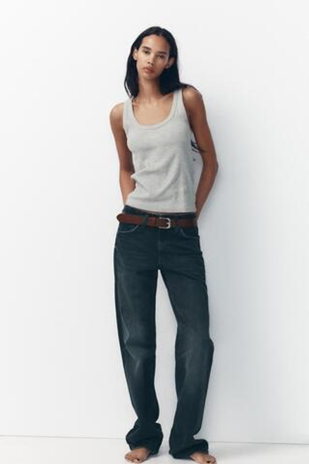 ZARA ДЖИНСЫ TRF WIDE LEG СО СРЕДНЕЙ ПОСАДКОЙ, ЦВЕТ НОЧНОГО НЕБА
