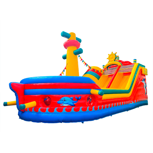 Большой надувной батут-горка «Корабль флибустьеров 2» 12*6*6 м