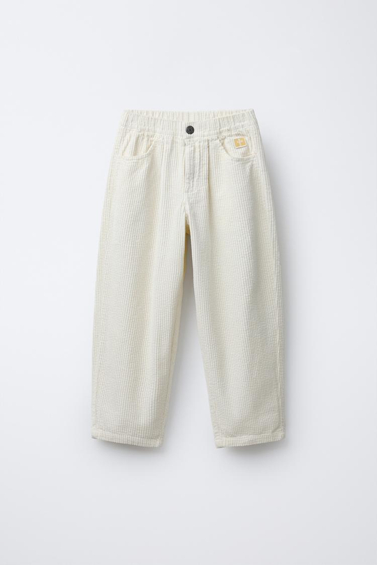 ZARA БРЮКИ ИЗ ПЛОТНОГО ВЕЛЬВЕТА, ЭКРЮ