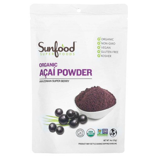 Sunfood, органический порошок из ягод асаи, 113 г (4 унции)