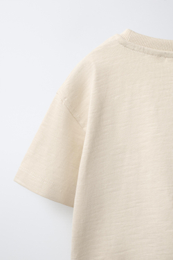 ZARA ФУТБОЛКА С ВЫШИВКОЙ ЧЕРЕПАХИ, ЦВЕТ СЛОНОВОЙ КОСТИ