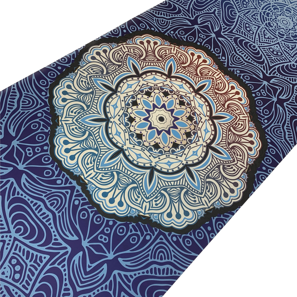 Коврик для йоги Mandala Blue 183*68*0,5 см из микрофибры и каучука