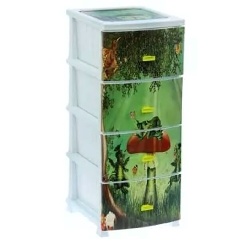 Комод ДЕКОР(моно рис) 4-х Дракон белый РП-451