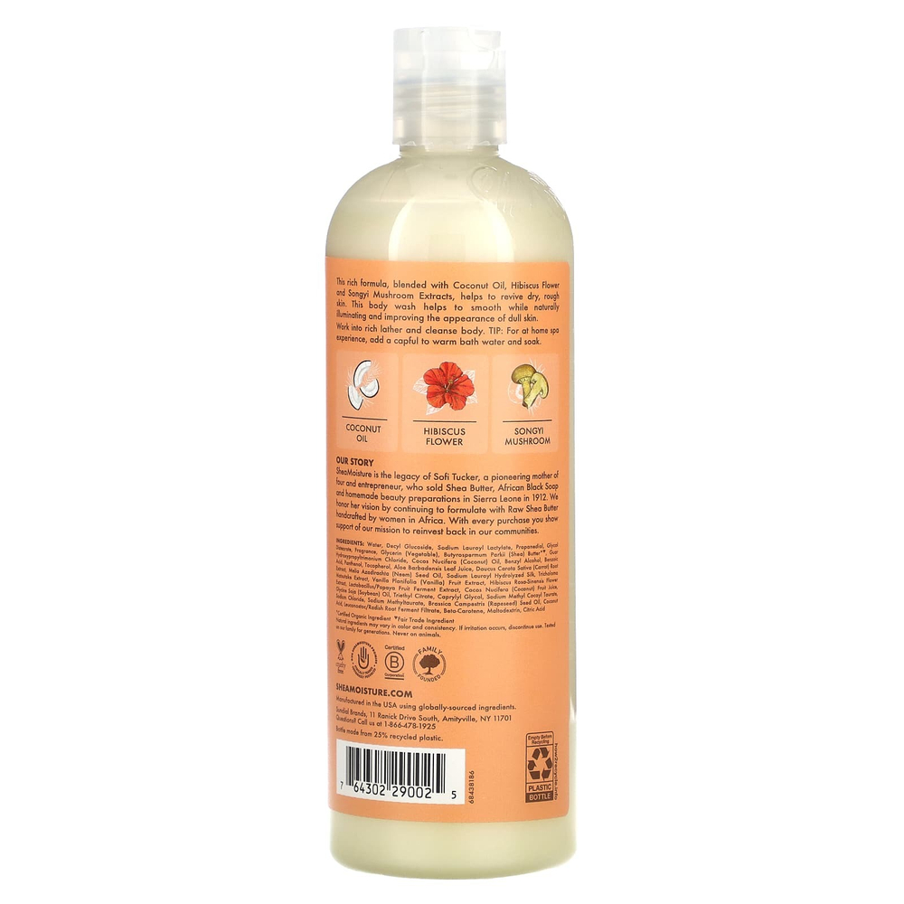 SheaMoisture, Гель для душа для сияния кожи, с кокосом и гибискусом, 384 мл (13 жидк. унц.)