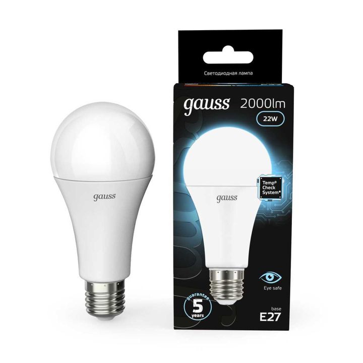 Лампа светодиодная Gauss E27 22W 4100К матовая 102502222