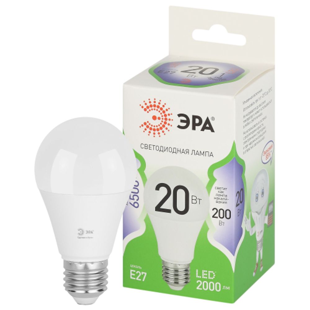 Лампа светодиодная ЭРА GREEN LINE LED A60-20W-865-E27 GL E27 20 Вт груша холодный свет | Лампы cветодиодные Груша (A)