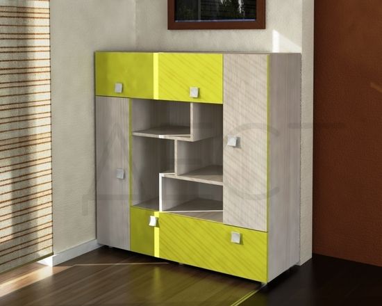 Комод КЕЙТИ /1100*1129*369/ шимо светлый / лайм