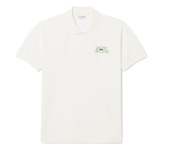 Мужское теннисное поло Lacoste Classic Fit Graphic Branding - flour