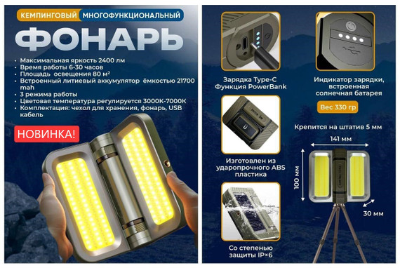 Фонарь кемпинговый HEIYU LEM E50