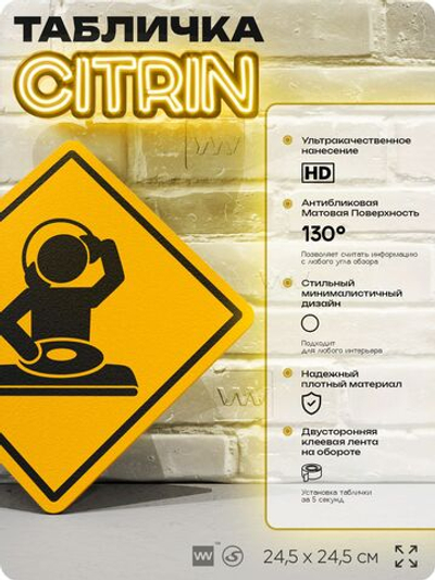 Табличка декоративная "Диджей" на дверь и стену, информационная, декоративный знак, 24,5х24,5 см, пластиковая, Айдентика Технолоджи
