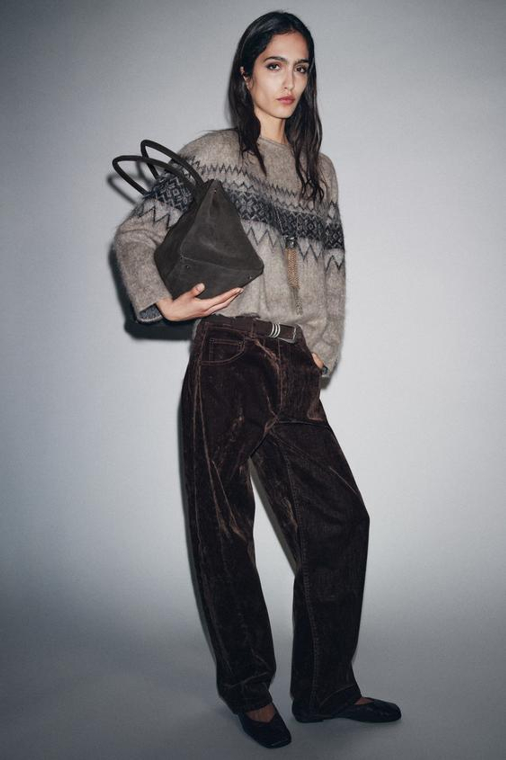 ZARA ЗАМШЕВАЯ СУМКА, СЕРЫЙ