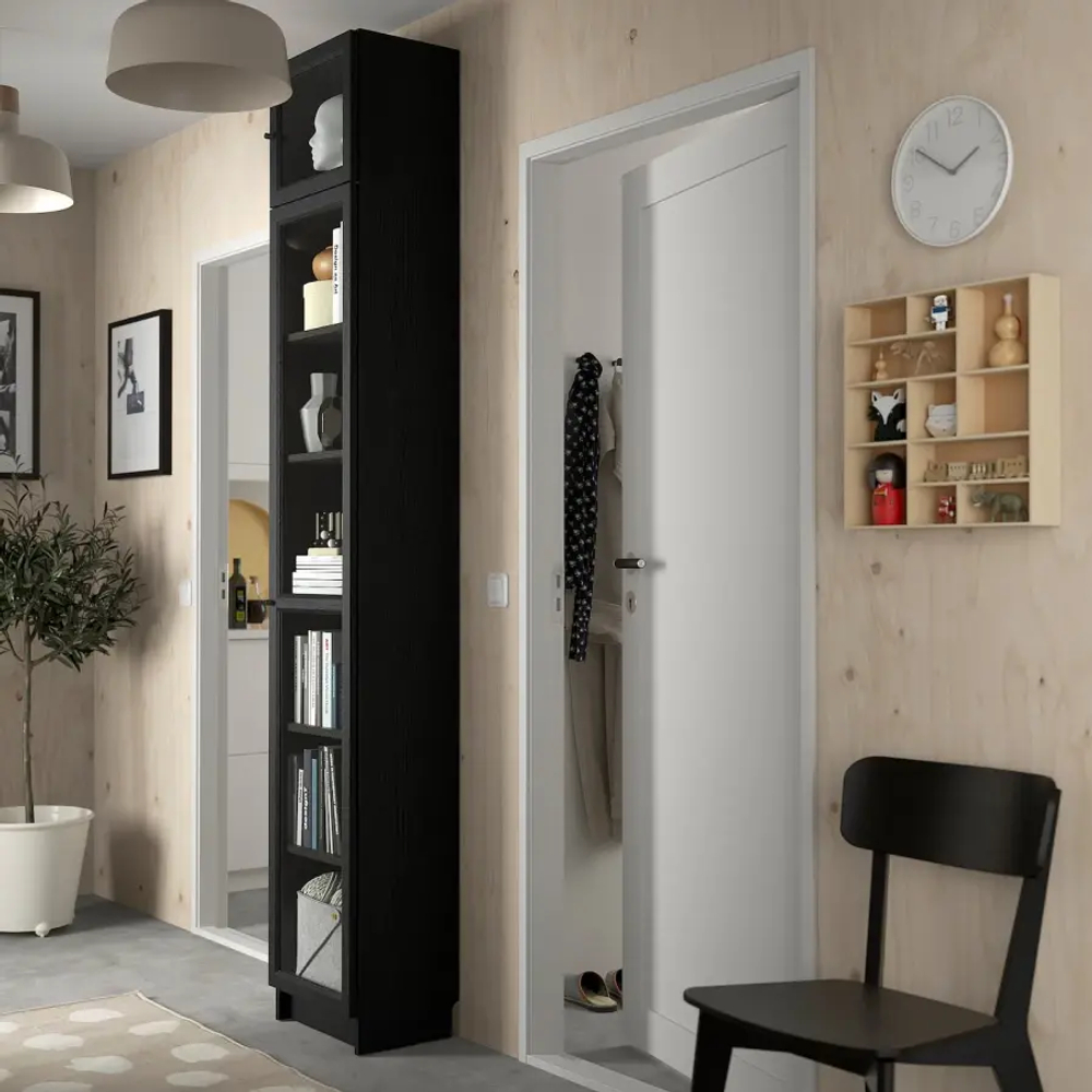 Книжный шкаф -  BILLY / OXBERG IKEA/ БИЛЛИ/ ОКСБЕРГ ИКЕА,40х30х237 см,  черный