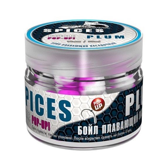 Бойлы насад. плав. двух цв. Sonik Baits 14мм SPICES-PLUM Fluo Pop-ups 90мл