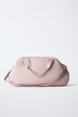 ZARA СТЕГАНАЯ СУМКА-БОУЛИНГ СО СБОРКАМИ, РОЗОВЫЙ