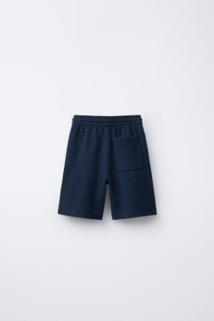 ZARA ШОРТЫ-БЕРМУДЫ ИЗ МАХРОВОЙ ТКАНИ В СТИЛЕ РУСТИК, СИНИЙ