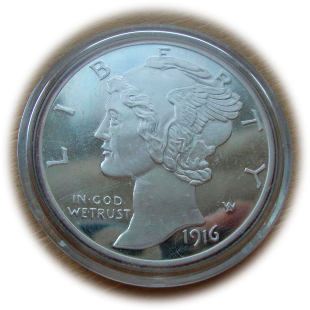 США раунд жетон 10 центов дайм 1916 Mercury Dime Монеты США Серебро 62,2 гр
