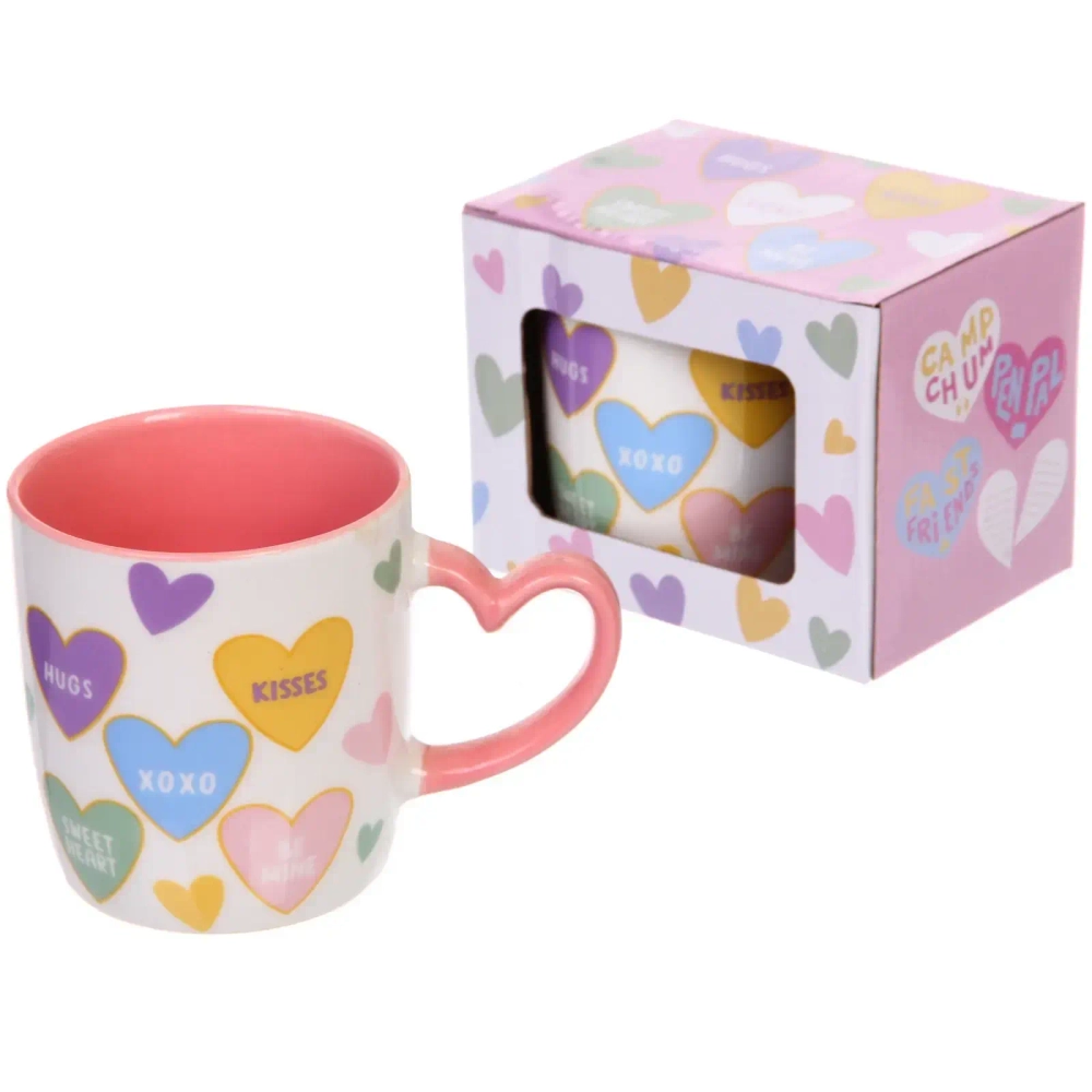 Кружка керамическая 350мл «Сердечки» в подарочной коробке