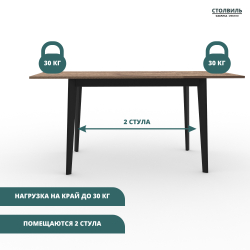 Стол "Нельсон 1100" арт. LND1100, ЛДСП Egger Premium Дуб Каселла натуральный, ножки черные.