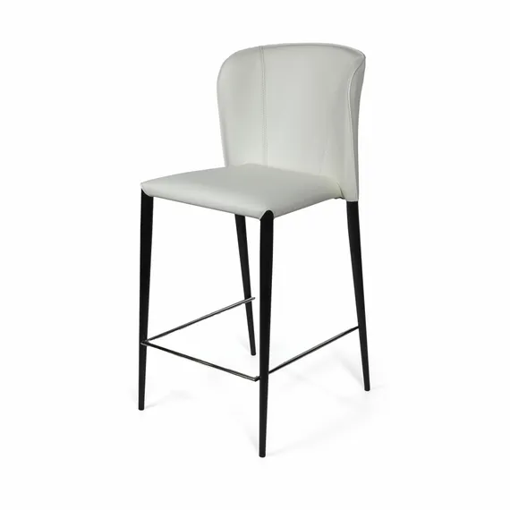 Стул полубарный Albert, кожа белый