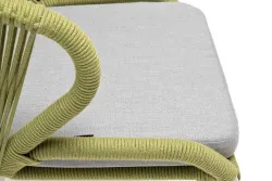 "Милан" стул плетеный из роупа, каркас алюминий светло-серый (RAL7035) муар, роуп салатовый меланж круглый, ткань светло-серая