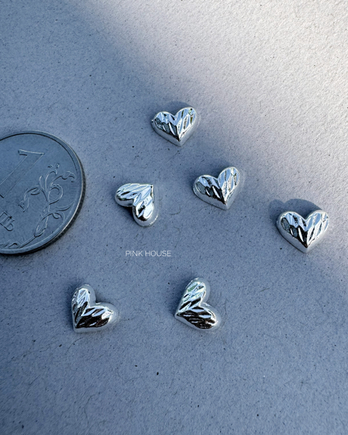 Сердце металлическое серебро Pink House 1шт