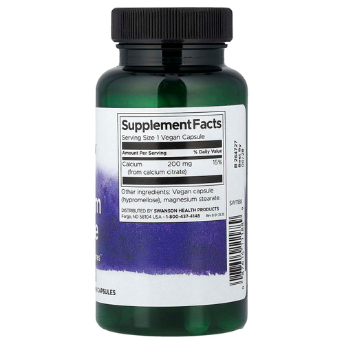Swanson, Цитрат кальция, 200 мг, 60 капсул