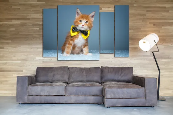 Модульная картина "Рыжий шотландский котенок"