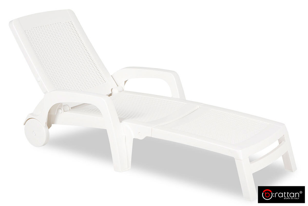 Шезлонг B:rattan MIAMI складной, белый (дисконт)
