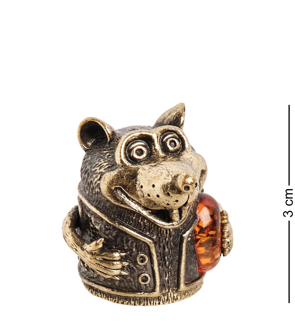 AM-1013 Фигурка «Колокольчик-Крысик» (латунь, янтарь)