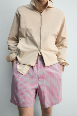 ZARA СВОБОДНЫЕ ШОРТЫ В КЛЕТКУ, ОТТЕНКИ РОЗОВОГО