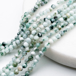 Моховый агат граненый бусины, диаметр около 3 мм, цена за отрезок 19 см (1/2 нити)