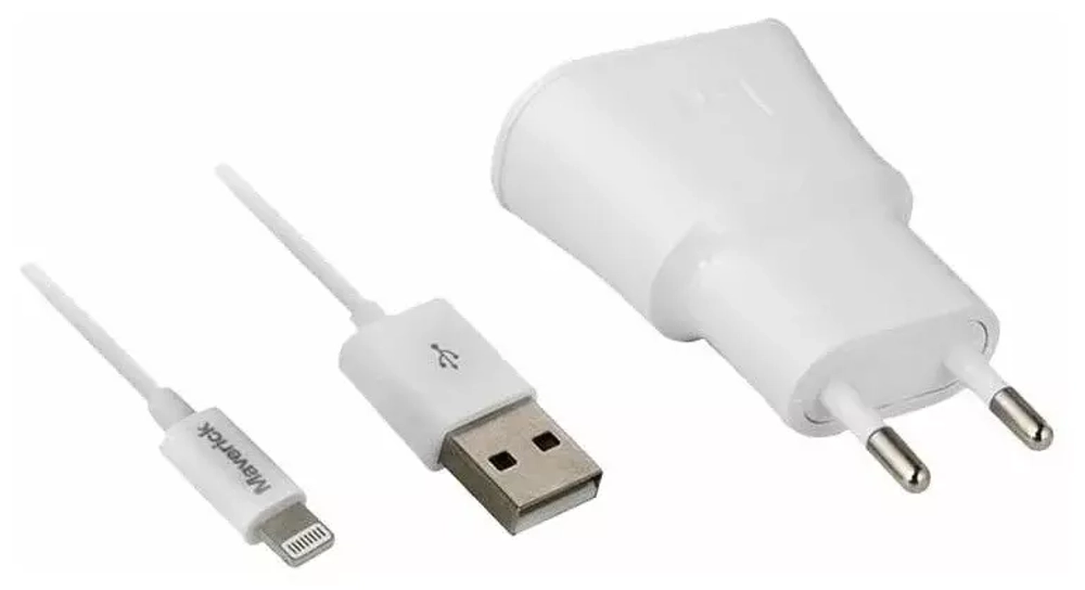 СЗУ с кабелем lightning 1USB 1.0A White Maverick**