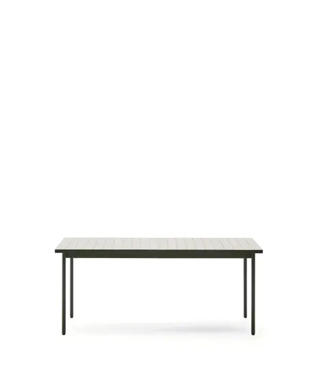 Уличный стол Maurina из зеленой оцинкованной стали с плиткой цвета экрю 182 x 91 см