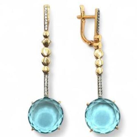 Серьги из золота с аквамарином