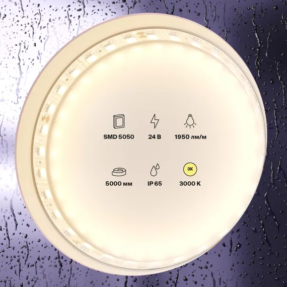 Светодиодная лента 24В 5050 21Вт/м 3000K 5м IP65 Led Strip 20025