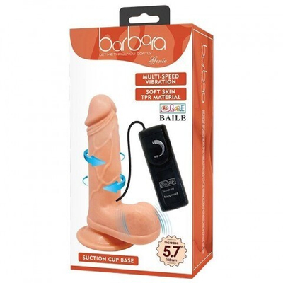 Вибратор-реалистик на присоске с пультом Barbara (20×4,7 см)