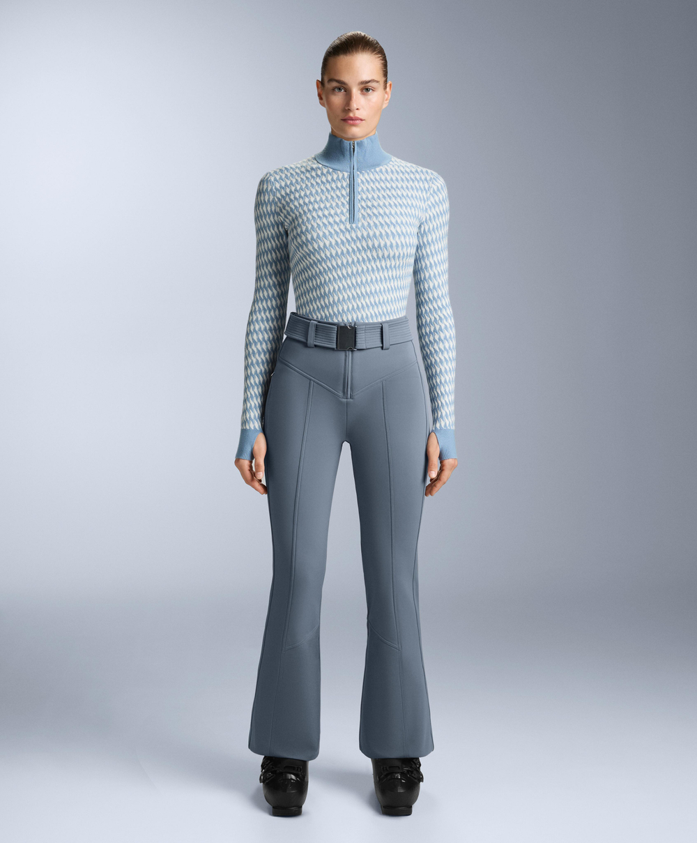 Oysho Бесшовная термофутболка базового слоя из жаккардового трикотажа, голубой