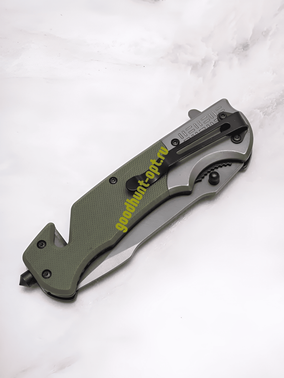 Тактический складной нож Browning со стеклоотбоем и стропорезом Зеленый
