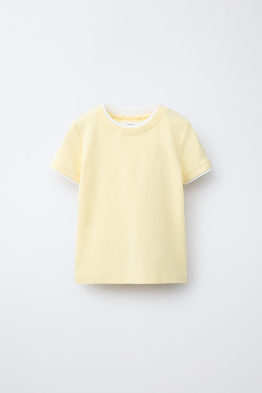 ZARA ФУТБОЛКА С ДВОЙНЫМ ВОРОТНИКОМ ИЗ МОДАЛА, ЖЕЛТЫЙ