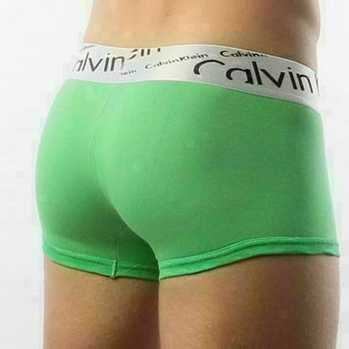 Мужские трусы боксеры зеленые с косой резинкой Calvin Klein Steel Boxer Italics Green