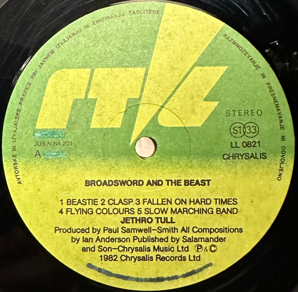Jethro Tull - The Broadsword And The Beast (Югославия 1982г.)