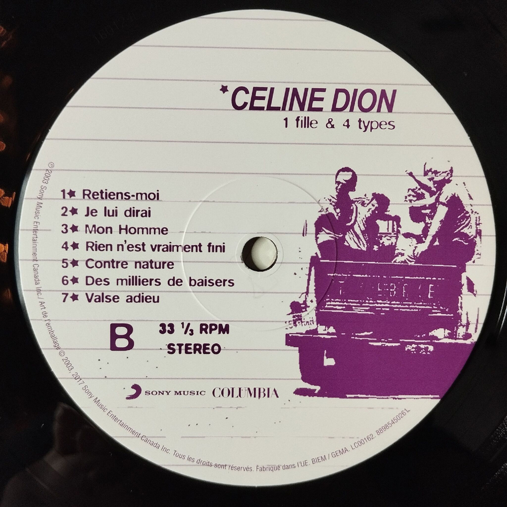 Винтажная виниловая пластинка LP Celine Dion 1 Fille and 4 Types (EU 2017)