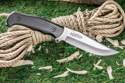 Нож Kizlyar Supreme CASPIAN D2 SW HBH LS (StoneWash, HornBeam Handle, Leather Sheath)