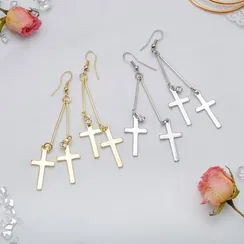 Серьги висячие "Шелест" крестики, цвет МИКС