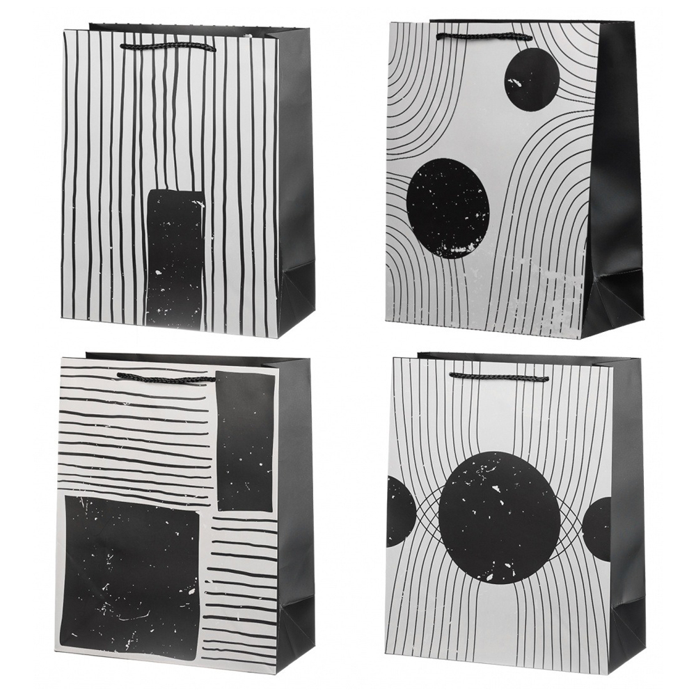 Подарочный пакет Basir, серия "Полоски", черно-белый, с рисунком полоски, 26*32*12 см, ассорти